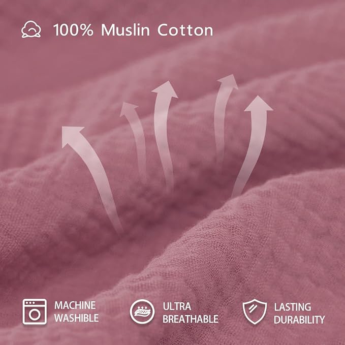Muslin Swaddle Blankets for Baby Girl - 3 Pack 47x47 Inch Large Receiving Blankets, Soft Breathable Cotton Nursery Swaddles for Newborn, Infant & Todler, Pink
