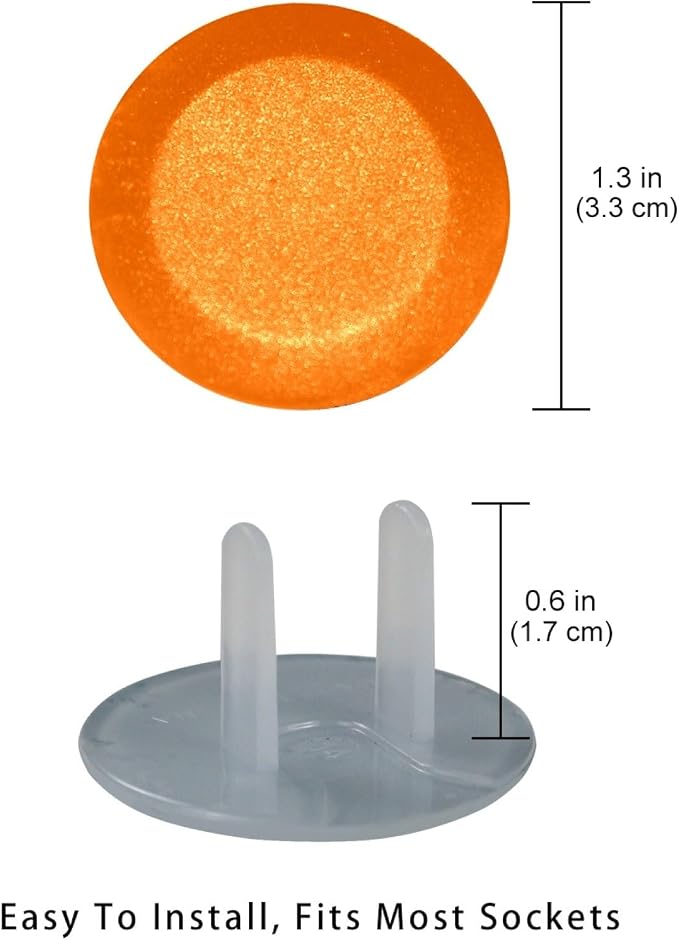 12 Packs Outlet Covers Baby Child Proofing, Pure Dark Orange Color Pattern Electrical Safety Outlet Covers, 2-Prong Insulation Plastic Socket Caps, Round Wall Plugs Plates
