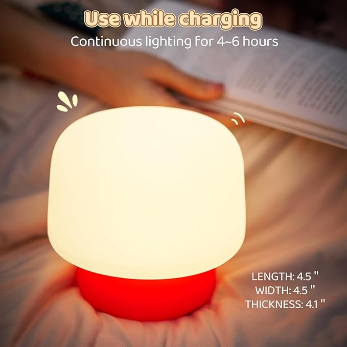 Mushroom Night Light for Kids-Gift & Toy for Kids, Touch Lamp with Sounds&Sleep Music, Squishy Silicone, Eye-Safe LED, 30-Min Timer, Dimmable Rechargeable Bedside Table Lamp ??Gift for Boys & Girls
