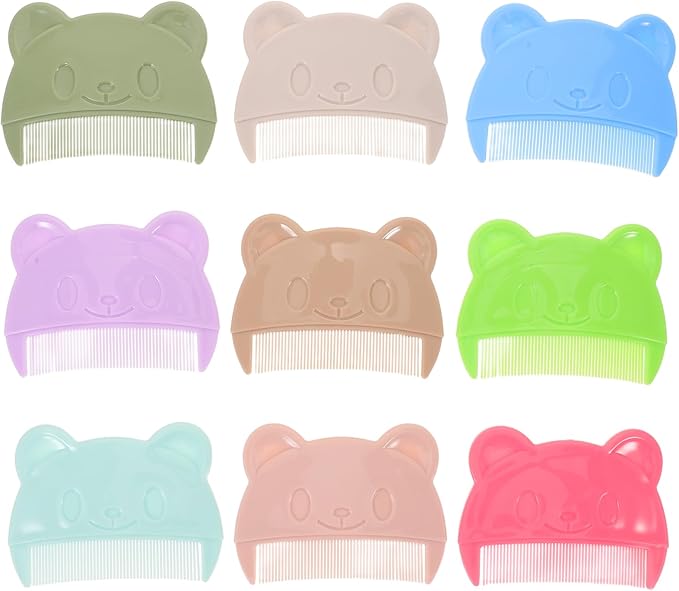Garneck 6 Pcs Cradle Cap Comb for Babies: Bear Shaped Plastic Baby Hair Brush for Newborns Toddler Scalp Scrubber Fine Tooth Infant Bath Comb for Dandruff Grooming 3.07" Multi Color