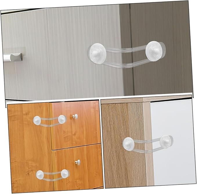 OSALADI 4pcs Cabinet Locks for Babies Proofing Drawers Safety Child Locks Adjustable Childproof Latch for Knob Handle on Kitchen Door Storage Cupboard Closet