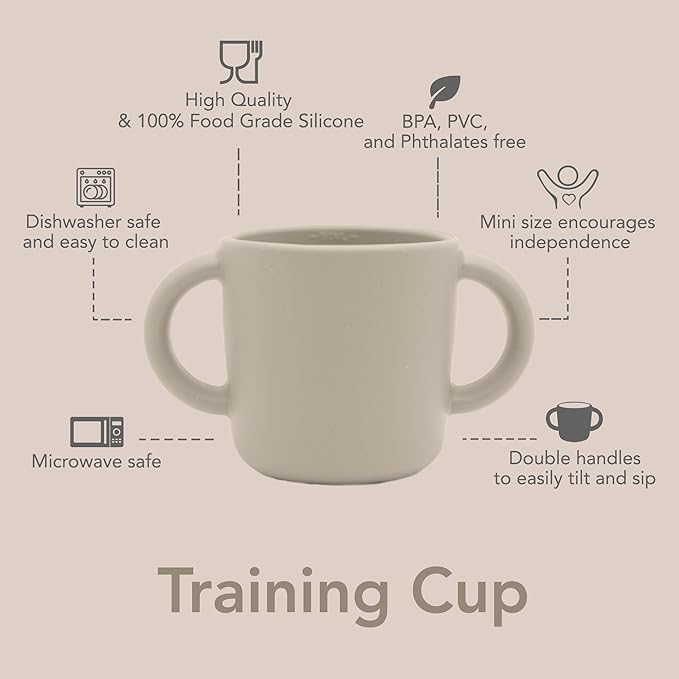 nouka Mini Training Cup | 100% Food-Grade Silicone | Easy Grip Double Handles For Tiny Hands | Dishwasher Friendly | Lily Blue | Size 5 Oz