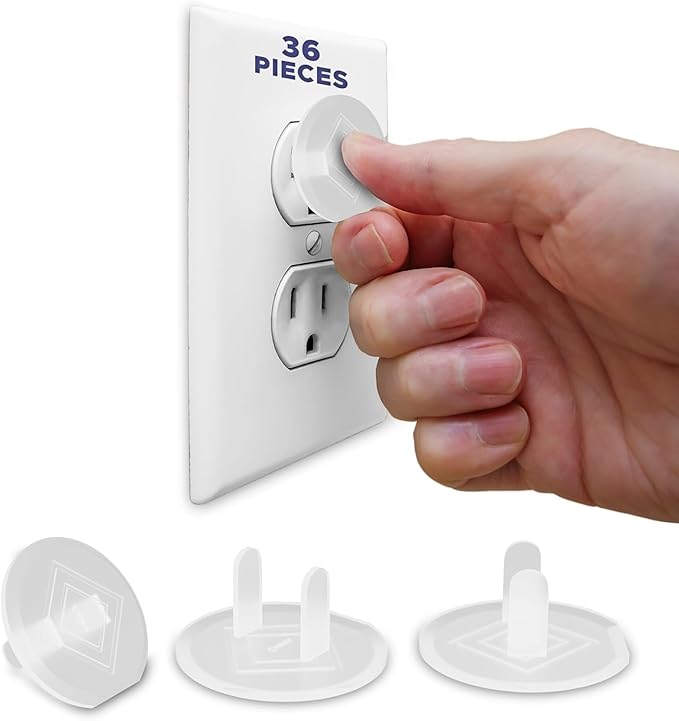 Mommy?™s Helper Outlet Plug Covers ??Baby Proof Electrical Outlet Protectors, Childproof Socket Safety Caps, Easy Press-Fit Installation, Translucent, 36 Pack