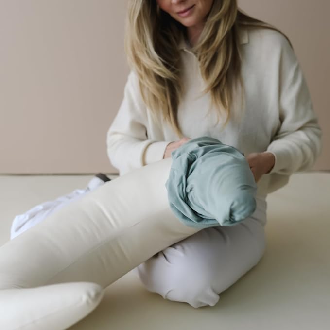 Snuggle Me Organic Feeding Support Pillow Cover, Machine Washable 100% Organic Cotton, Soft Nursing Cover for Breastfeeding, Pillow Slipcover for Baby Girls Boys Newborn - Slate