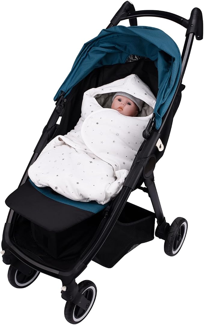Bebamour Winter Car Seat Cover and Baby Swaddle Blanket - Newborn Wrap for Girls Boys, Warm Winter