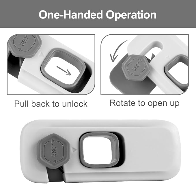 2 Pack Childproof Refrigerator Lock,Cupboard Locks for Children,Freezer Lock Apply to Max 1"(25mm) Sealing Strip,Cabinet Cupboard Lock for Toddlers,Easy to Install,No Tools Need or Drill,Grey