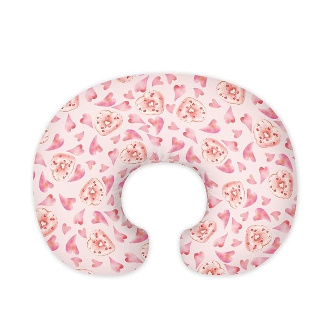 Love Donuts Nursing Pillow Cover Slipcover, Breastfeeding Newborn Infant Feeding Cushion Cover Pillow Slipcovers for Breastfeeding Moms Valentine's Day Decorations