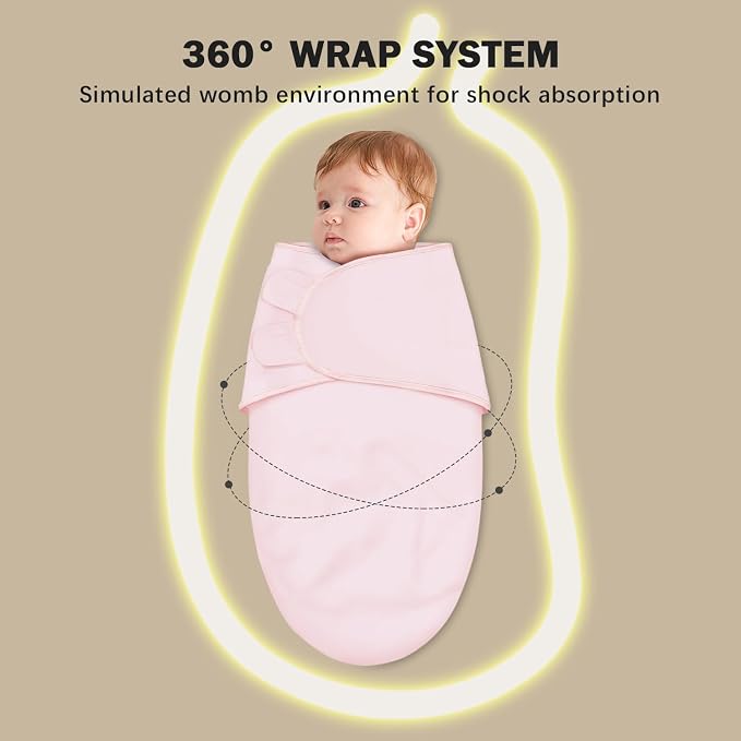 Cute Castle 3-Pack Baby Swaddle Sleep Sacks - Newborn Swaddle Sack - Ergonomic Baby Swaddles Blanket Warp for Boys and Girls - Baby Essentials (0-6 Months - Pink, Moon, Stars)