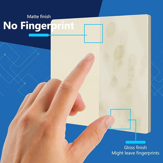 LIDER Double Blank Wall Plate, Temperature and Impact Resistant, UL Listed, Polycarbonate Thermoplastic, Screwless Design, Matte Finish, Modern Upgrade, Midsize, 2-Gang, 4.88??x 4.92?? Light Almond