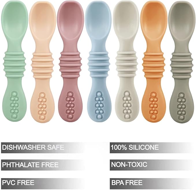 PandaEar Silicone Baby Spoons and Fork Feeding Set