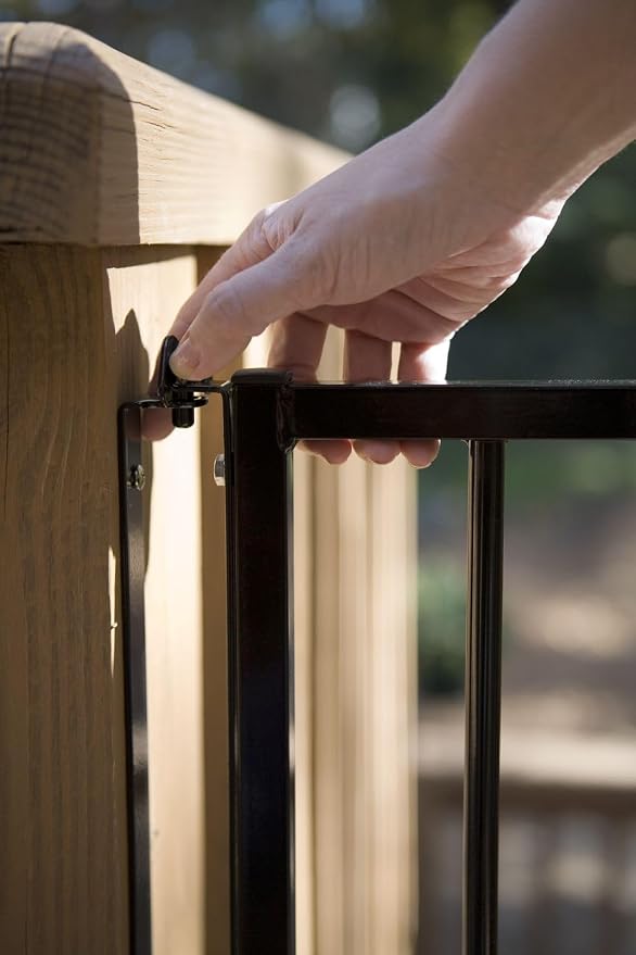 Cardinal Gates SS30OD Outdoor Baby Gate for Top of Stairs-Adjustable Outdoor Dog Gate-Aluminum Safety Gate for Kids & Pets-Can be Installed at Angles - 27 to 42.5 Inches Wide-Brown USA Based Company