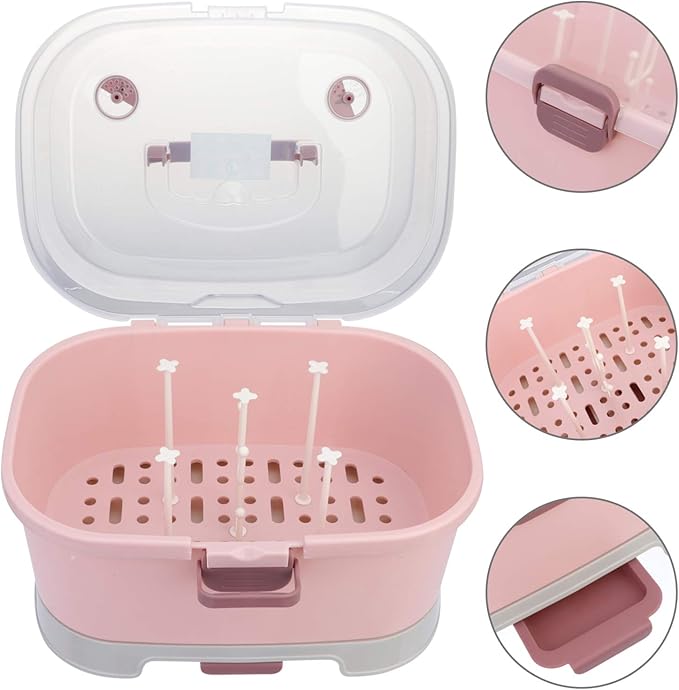 Toyvian Kitchen Cabinet Organizer 1Pc Portable Baby Bottle Drying Rack Storage Box Nursing Bottle Storage Box Organizer Case Portable Feeding Bottle Kitchen Cabinet for Home Travel Baby Bottles