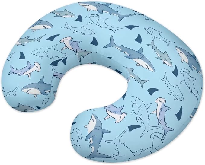 Shark Pillow Case Soft and Comfy Breastfeeding Pillows Covers, Snug Fits Nursing Pillow Slipcovers for Boys Girls, Machine Washable