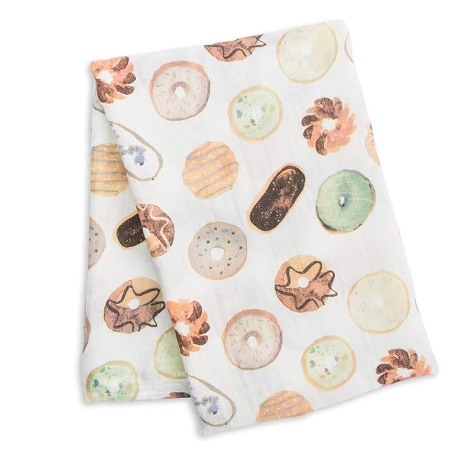 Lulujo Baby Swaddle Blanket| Unisex Softest Bamboo Viscose Muslin Swaddle Blanket| Neutral Receiving Blanket for Girls & Boys 47in x 47in Donuts