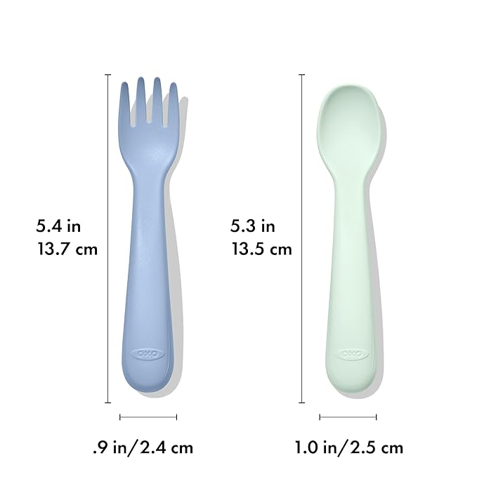 OXO Tot Plastic Fork and Spoon Set - Opal and Dusk