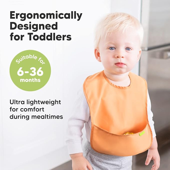 KeaBabies 2-Pack Silicone Bibs For Babies and 3-Pack Waterproof Baby Bibs for Eating - Silicone Baby Bibs for Eating, Lightweight Baby Bib with Food Catcher, Food-Grade Pure Silicone Bib