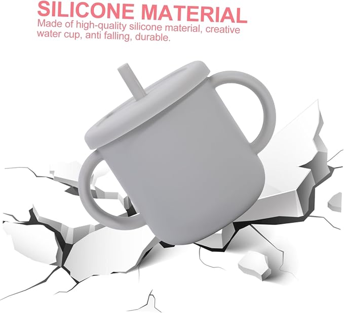 Silicone Straw Training Cup for Drinking Cup with Handles Transition From Bottle to Cup