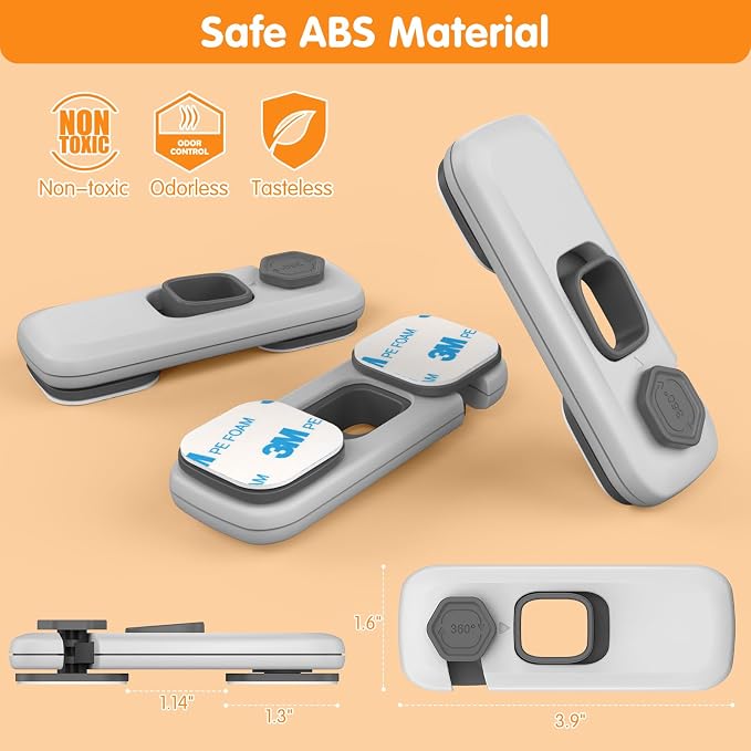 8 Pack Cabinet Locks Baby Proofing, Multi-Purpose Child Proof Cabinet Locks with Strong Adhesive, Safety Baby Locks for Cabinets, Baby Safety Locks for Cabinets, Kitchen Toddler Cabinet Locks