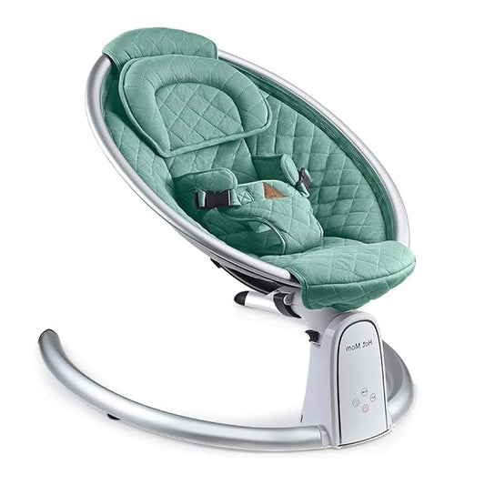 Hot Mom Upgrade Cotton Electric Baby Bouncer for Infant,Bluetooth Baby Swing Enabled Automatic, Baby Rocker Inset Music Speaker, Baby Chair Intelligent Timing & LED Touch Screen (Green)
