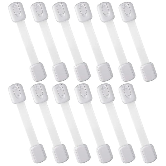 SKYWARD 12-Pack Baby Safety Cabinet Locks, Adjustable Length, Drill-Free, Suitable for Drawers, Ovens, Cabinets, Ensuring Child Safety (White)