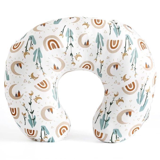 GRSSDER Nursing Pillow Cover Stretchy Minky Removable Nursing Covers for Breastfeeding Pillows, Ultra Soft Comfortable Slipcover for Boy and Girls, Cute Rainbow Pattern