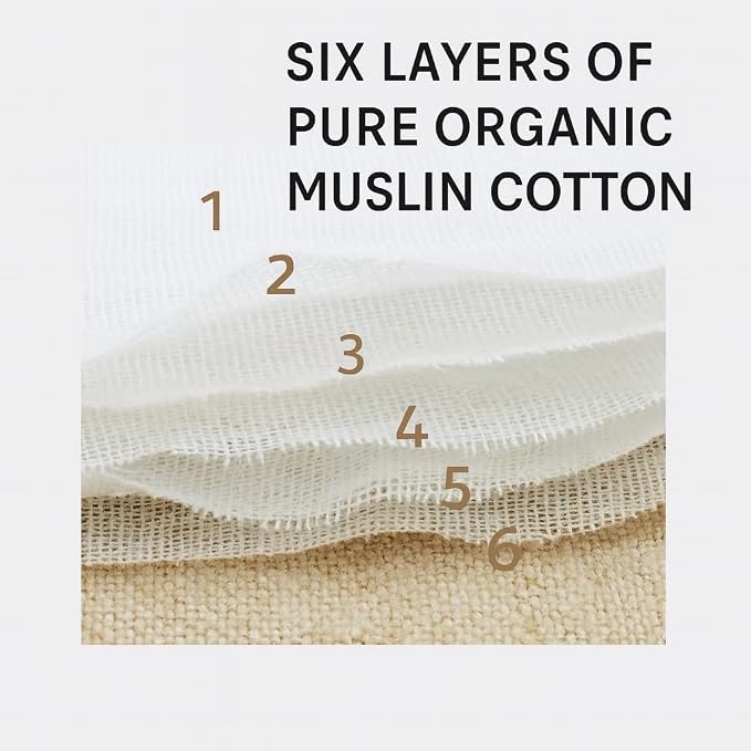 2-Pack Muslin Swaddle Blanket – 100% Organic Cotton Baby Blanket, 6-Layer Soft & Breathable, 43 × 43 in