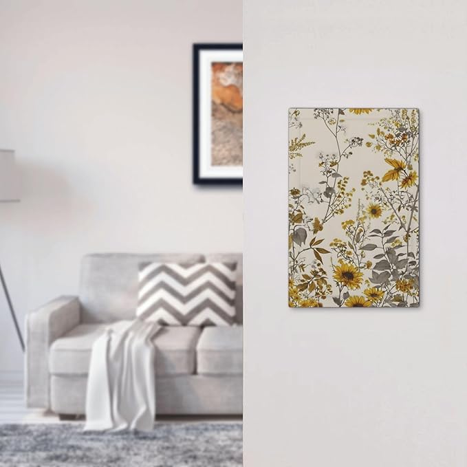 Boho Wildflowers Daisies Sunflowers Plant Floral Light Switch Cover Plate 1 Gang No Device Blank Electrical Wall Plates Faceplate Decorative Switch Plate Covers for Bedroom Living Room Decor
