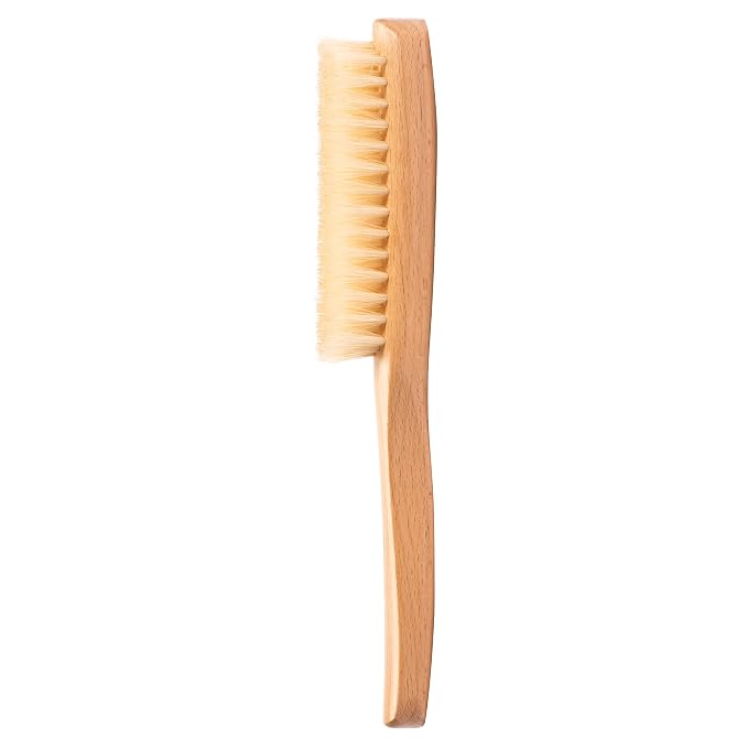 GranNaturals Boar Bristle Slick Back Hair Brush - Soft White Bristle Smoothing Hairbrush for Slicking Hair to Create Sleek Style- Natural Wood Handle for Women + Men