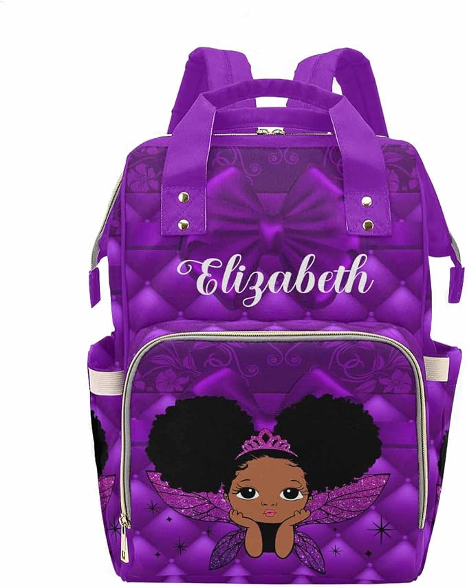 M YESCUSTOM Custom Name Diaper Bag Backpack Personalized Mommy Nursing Bag for Women Waterproof Large Capacity Travel Daypack Purple