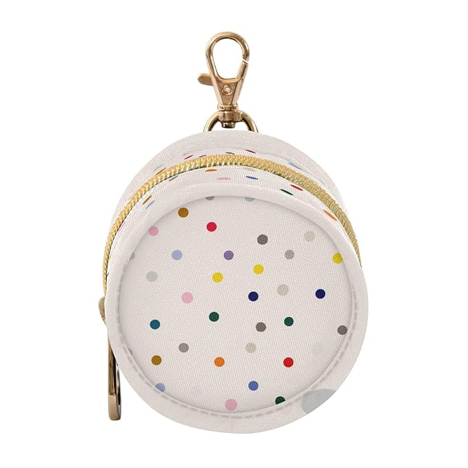 Pacifier Holder with Clip Pacifier Case for Diaper Bag Round Baby Pacifier Pouch Box Bag Portable Colorful Polka Dots Simple