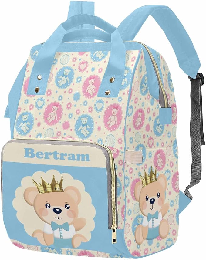 M YESCUSTOM Custom Mommy Bag with Name Personalized Multi Function Diaper Bag Customized Gift for Mothers Day Fathers Day (Blue)