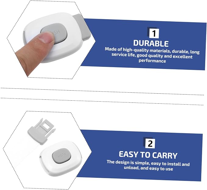4pcs Boy Girl Safety Lock Childproof Drawer and Cabinet Latch Easy to Install No Drilling Required for Fridge Toilet and Bedside Table Use
