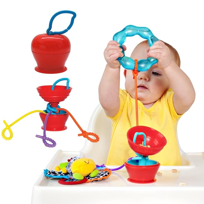 Grapple, the Baby Suction Cup Toy Holder for High Chair, Stroller and Teething Toys for Babies 6-12 Months. One of Your Baby Must Haves!