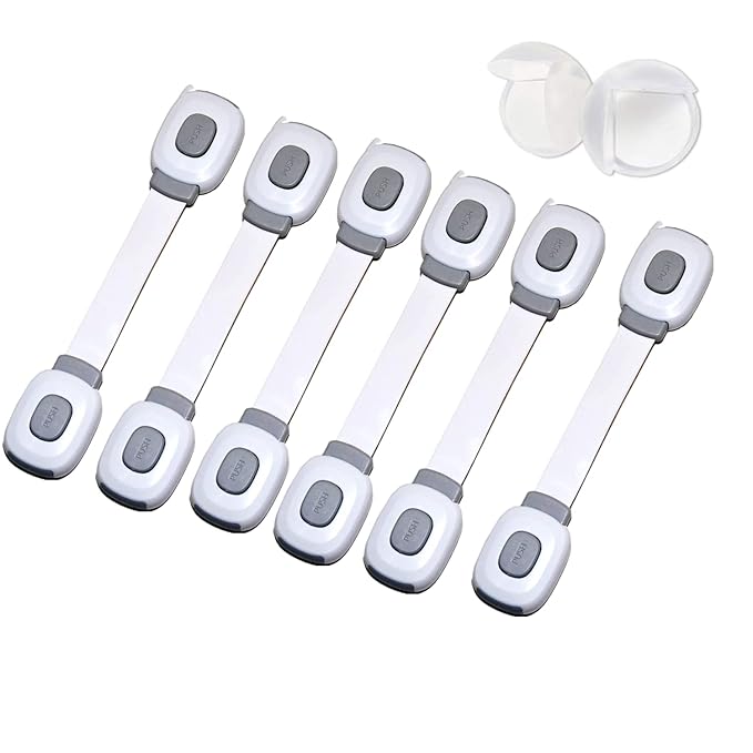 Baby Safety Cabinet Locks | Baby Proofing | Easy To Install | Cabinet Locks | Refrigerator Lock | Edge Protectors | Drawer Locks Child Safety | Door Locks for Kids | Door Latch (Locks and Corners)