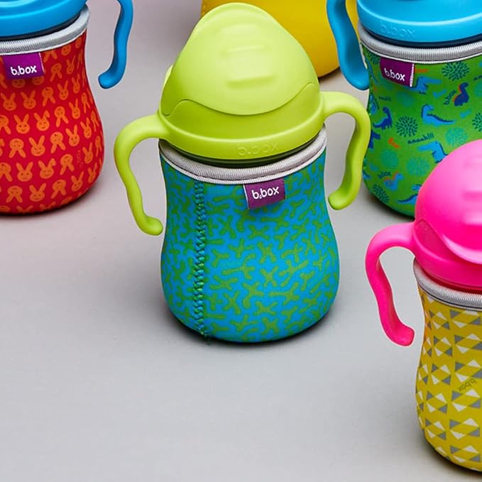 b.Box Sippy Cup with Weighted Straw. Drink from Any Angle, Leak Proof, Spill Proof, Easy Grip. BPA Free, Dishwasher Safe. for Babies 6m+ to Toddlers (Orange Zing, 8oz)