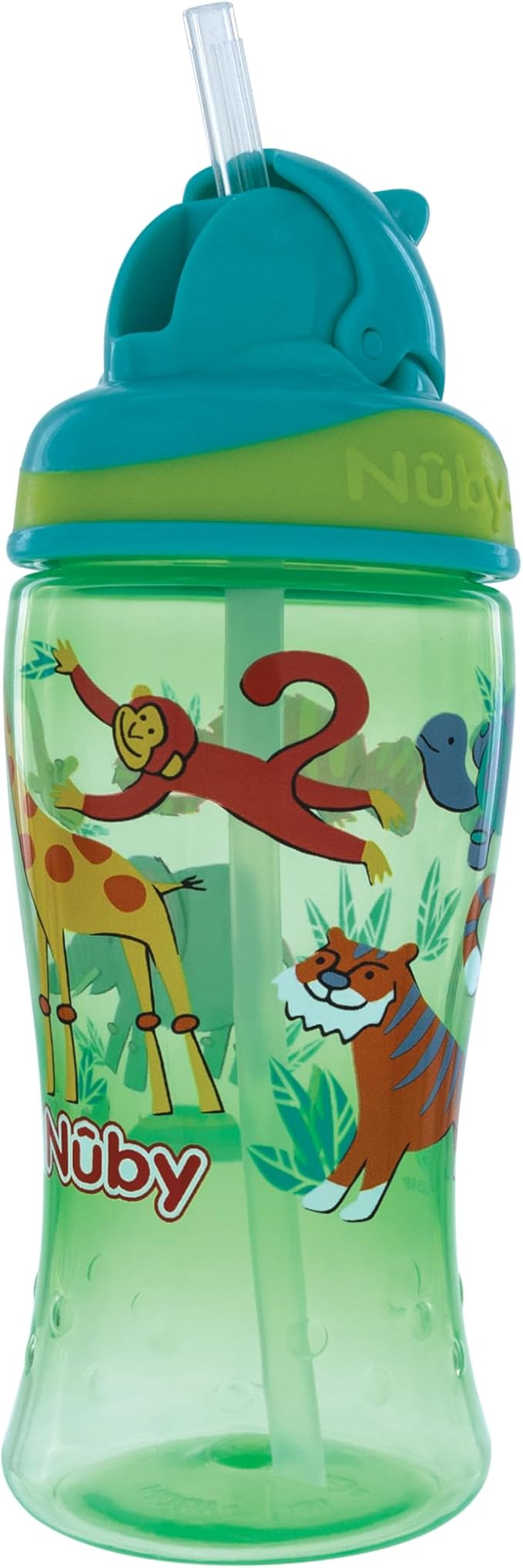 Nuby Thirsty Kids No-Spill Flip-it Printed Boost Cup with Thin Soft Straw - 12oz, 18+ Months, 1 Pack Print May Vary