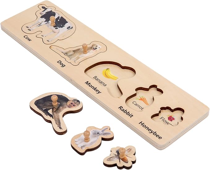 Adena Montessori AInteractive Animal Puzzle Set: Discover the World of Animals and Their Diets PuzzleToys for 2 Years Old Toddler Infant