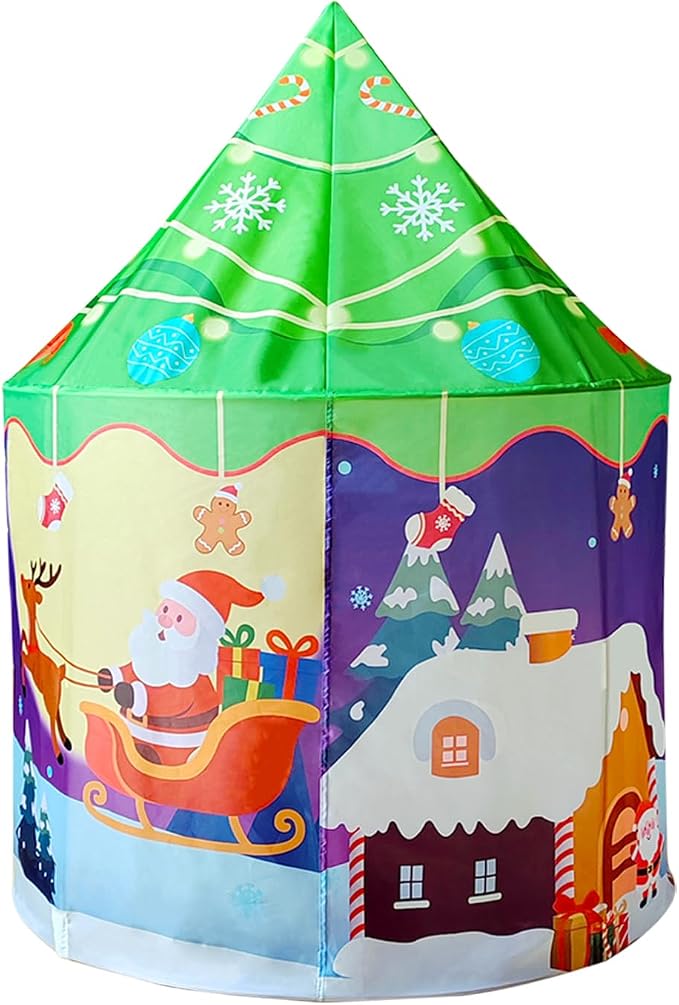 Snowman Kids Play Tent & Pet Playhouse with Roll-Up Door, Festive Christmas Room Decor for Toddlers, Indoor Dog Cat House