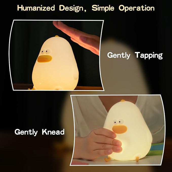 LEDHOLYT Night Light for Kids, Cute Silicone Nursery Chick Lamp for Baby and Toddler, Animal Night Light for Boys and Girls, Squishy Bedside Lamp for Kids Room