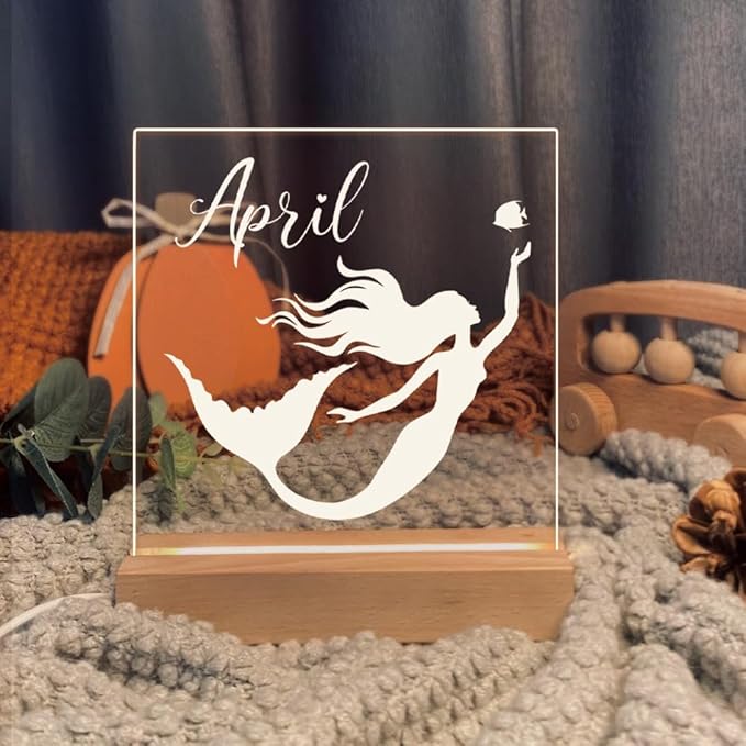 Personalized Name Night Light with Mermaid, Custom Name Led Lamp for Baby Kids, Brighter Made Customized Night Light Gift for Girl Boys