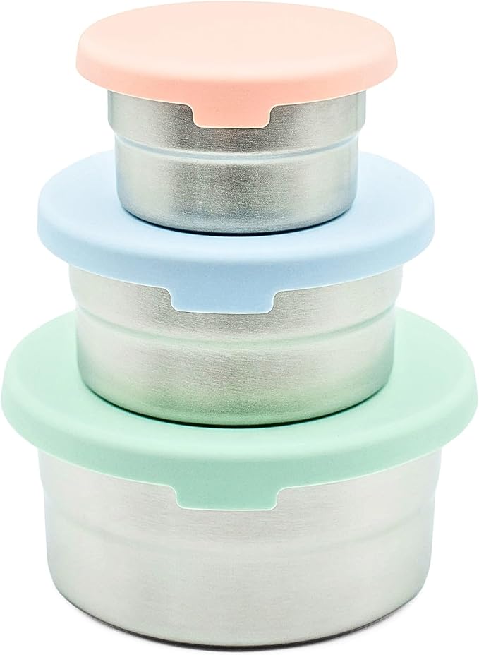 Stainless Steel Food Storage Containers - 3 Pack - 3 Oz, 6.1 Oz, 12.85 Oz with Leakproof Silicone Lids, BPA-Free, Dishwasher & Freezer Safe, Nesting & Stackable for Meal Prep, Lunch Boxes & Snacks