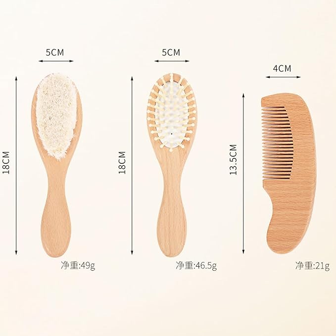 Personalized Baby Gift Newborn Hair Brush and Comb, Customized Engraved Baby Keepsake，Personalized Girls Brush and Comb Set， Wood Bristle Toddler Comb, Cradle Cap Brush(Blue)
