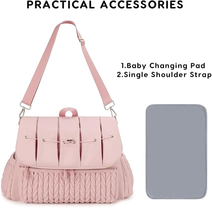 SONARIN Convertible Diaper Bag Backpack Waterproof Nappy Changing Bag Travel Mummy Bag with Changing Pad & Shoulder Strap(Pink)