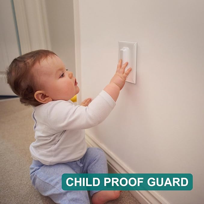 CLYMENE 2 Pack Light Switch Cover Guard, Child Proof Wall Switch Cover Keeps Your Lights or Switches from Getting Accidentally Turned ON or OFF, Toggle Style (White)