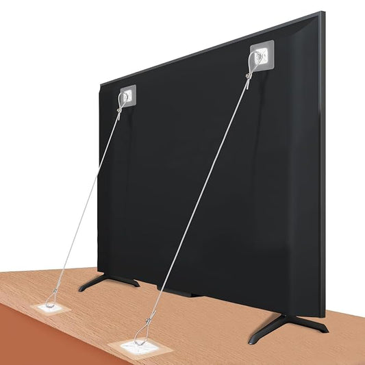 Adjustable 42" TV Safety Straps (2 Pack+4 Spare Adhesive Pad),No-Drill Adhesive Anti-Tip Furniture Anchors Kit for Baby Proofing,Secure Flat Screens Fix to Wall,Cabinet,Dresser,Stand Or Desk