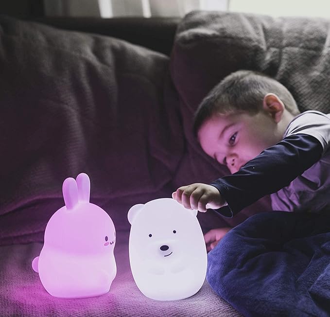 Night Light, Big Size Night Light for Kids, Bedside Lamp, Multicolor Light with Remote Control, Break Resistant, Eye Caring, Adjustable Brightness & Color, Timing Function - Large Rabbit