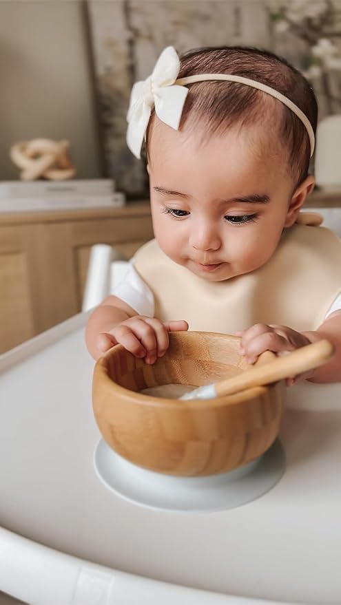 Avanchy Baby Spoons, Silicone Baby Spoons for Self Feeding, Toddler & Infant Spoons 4+ Months, Baby Led Weaning Utensils, Soft Tip Feeding Spoons, BPA Free Bamboo Handle, 10 Pack Pink