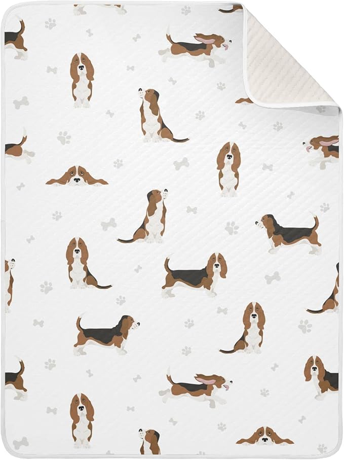 Ollabaky Basset Hound Dog Baby Blanket for Boys Girls Cotton Throw Blanket Swaddle Blanket for Crib Stroller Nursery Receiving Blanket Infant Toddler Unisex 30"x40"