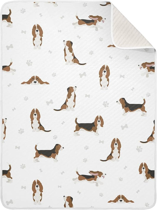 Ollabaky Basset Hound Dog Baby Blanket for Boys Girls Cotton Throw Blanket Swaddle Blanket for Crib Stroller Nursery Receiving Blanket Infant Toddler Unisex 30"x40"