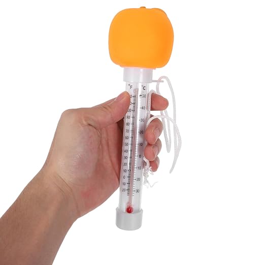 Floating Pool Thermometer Orange with Cartoon Design, Water Temperature Gauge for Bath, Hot Tub and Swimming Pool Use, Easy-Read Floating Bath Thermometer for Newborns
